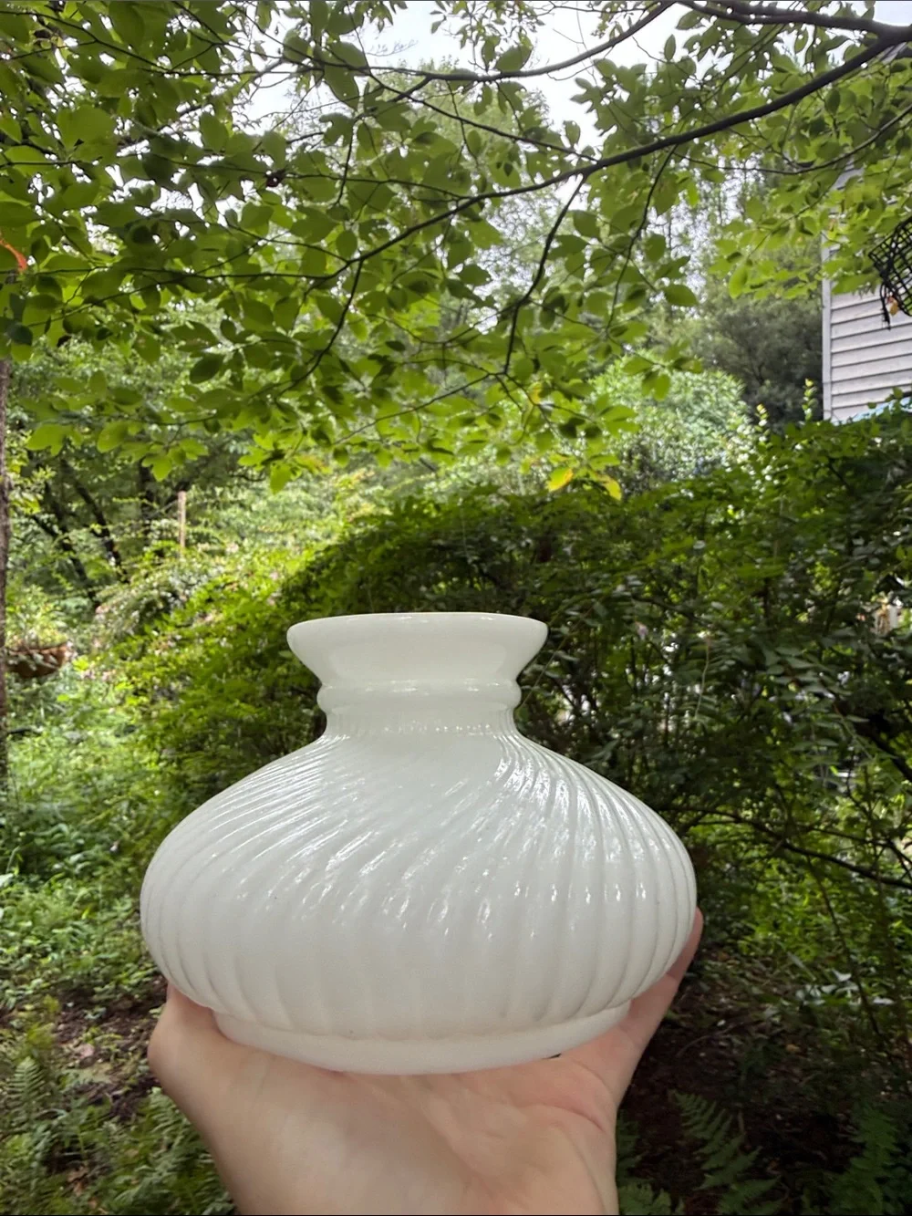 Milk Glass Lampshade Classic White Swirled Glass